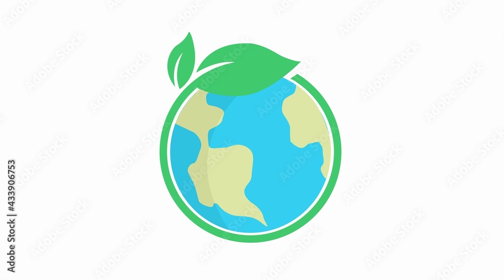 Ecological environment icon. Flat isolated illustration of an earth globe