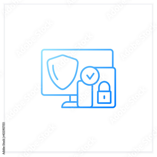 Cross platform security gradient icon. Protection operation system in multiple devices. Safe computer data. Safety code creating.Isolated vector illustration.Suitable to banners, apps,presentation