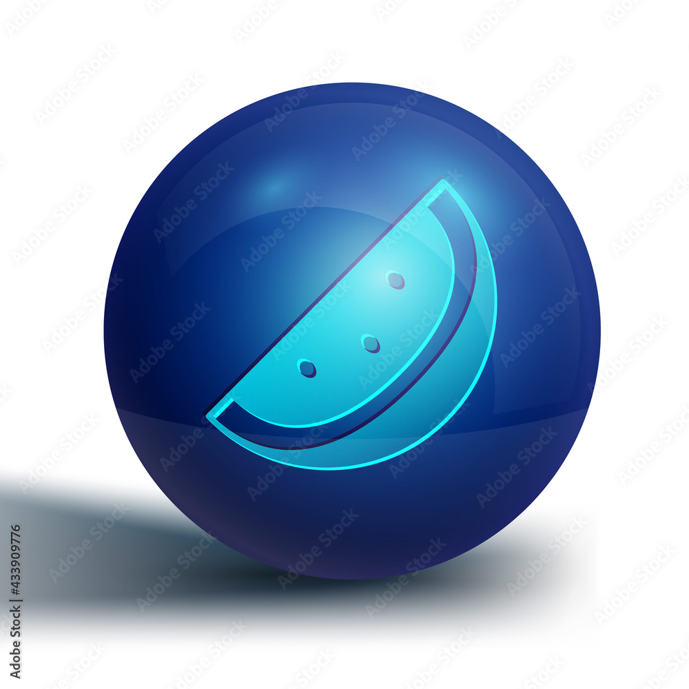 Blue Casino slot machine with watermelon symbol icon isolated on white background. Gambling games. Blue circle button. Vector Blue Casino slot machine with watermelon symbol icon isolated on white background. Gambling games. Blue circle button. Vector