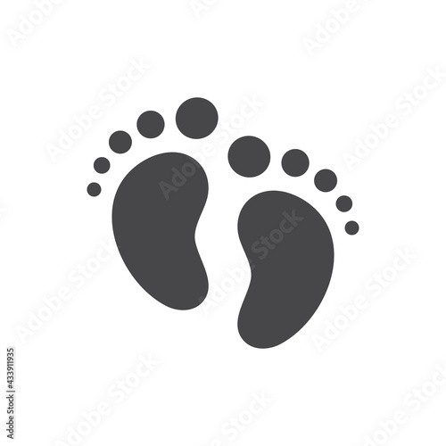 Baby footprints, legs or feet print icon. Black vector footstep symbol.