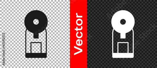 Black Smart coffee machine system icon isolated on transparent background. Internet of things concept with wireless connection. Vector