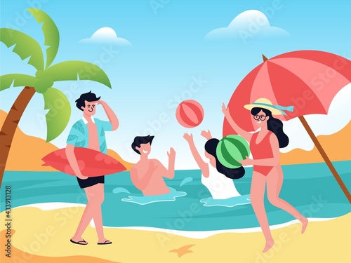 welcome summer, vacation to the beach vector illustration template