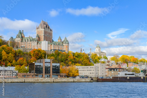 Autumn view of Old Quebec City waterfront from Saint-Lawrence Riverr in Quebec, Canada. photo