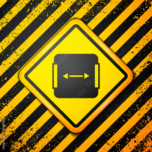 Black Area measurement icon isolated on yellow background. Warning sign. Vector