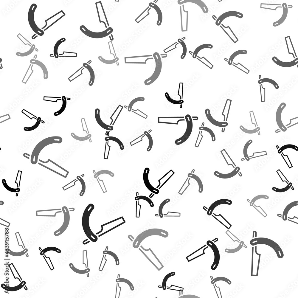 Black Straight razor icon isolated seamless pattern on white background. Barbershop symbol. Vector Black Straight razor icon isolated seamless pattern on white background. Barbershop symbol. Vector