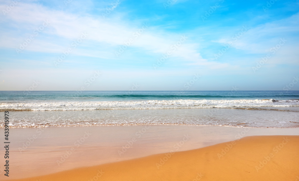 Pristine sandy beach on a beautiful sunny day.