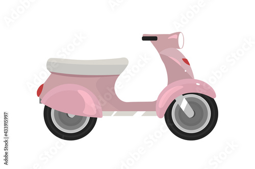 Scooter flat color vector object. Urban transportation option. Moped. Motorized individual transport. Low-speed motorcycle isolated cartoon illustration for web graphic design and animation