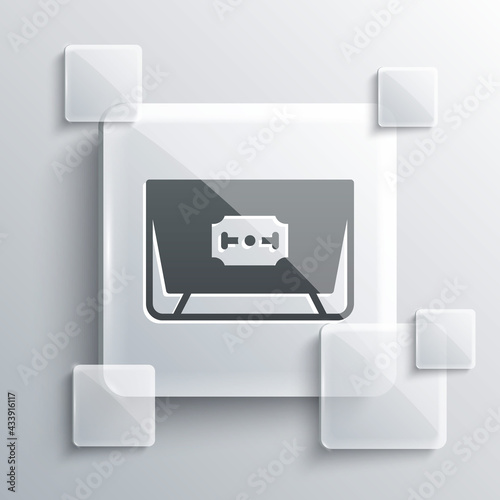 Grey Blade razor icon isolated on grey background. Square glass panels. Vector