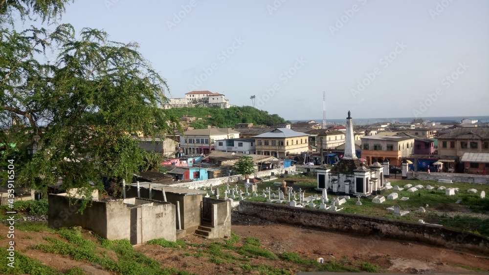 View on the Dutch Cemetery in the city of Elmina, Ghana
