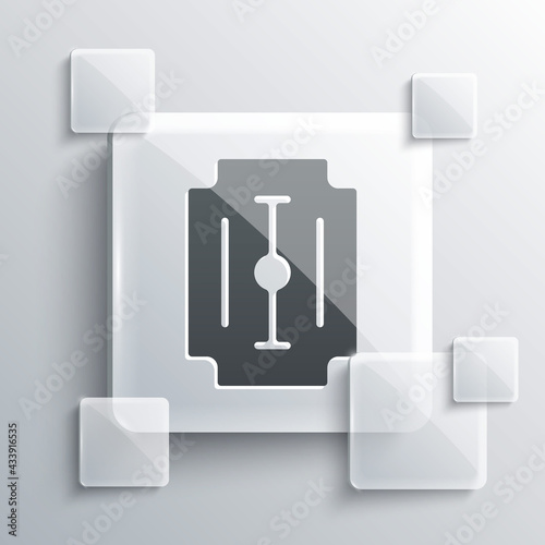 Grey Blade razor icon isolated on grey background. Square glass panels. Vector