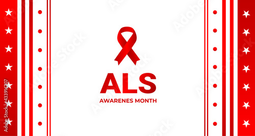 ALS (Amyotrophic lateral sclerosis) awareness month background.  ALS Awareness Month background. Amyotrophic lateral sclerosis. Annual campaign is held in May in United States. Vector illustration.