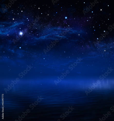 starry night sky in the open sea