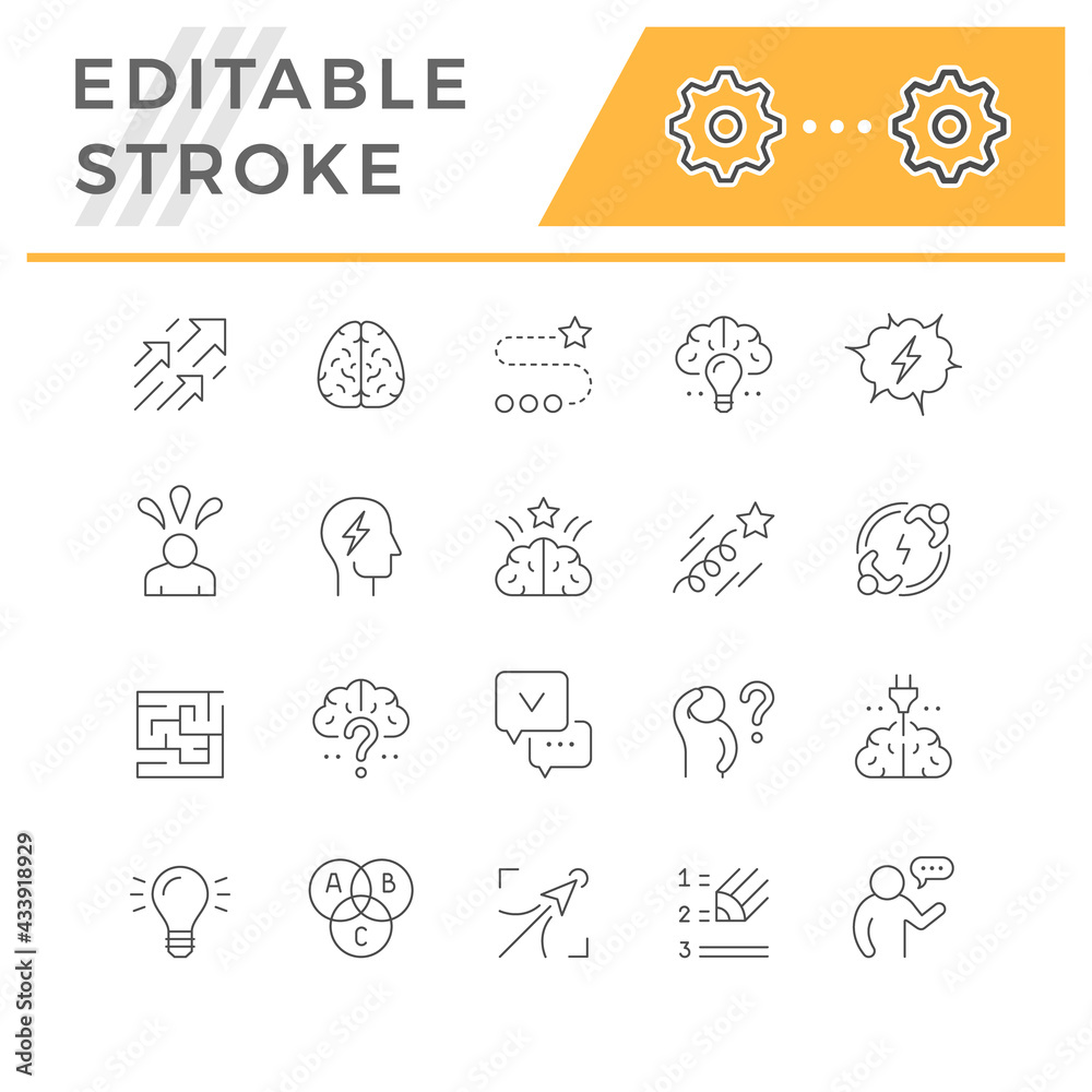 Set line icons of brainstorming