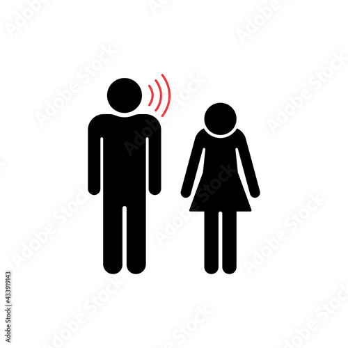 Domestic Violence Icon. Quarrel between man and woman. Insult and Profanity concept. Domestic Abuse Icon. Family Violence and Discrimination Woman. Editable stroke. Vector illustration