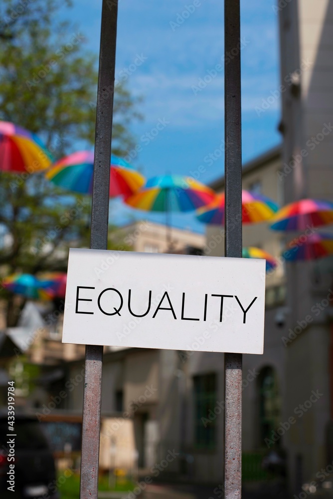equality sign with rainbow umbrellas