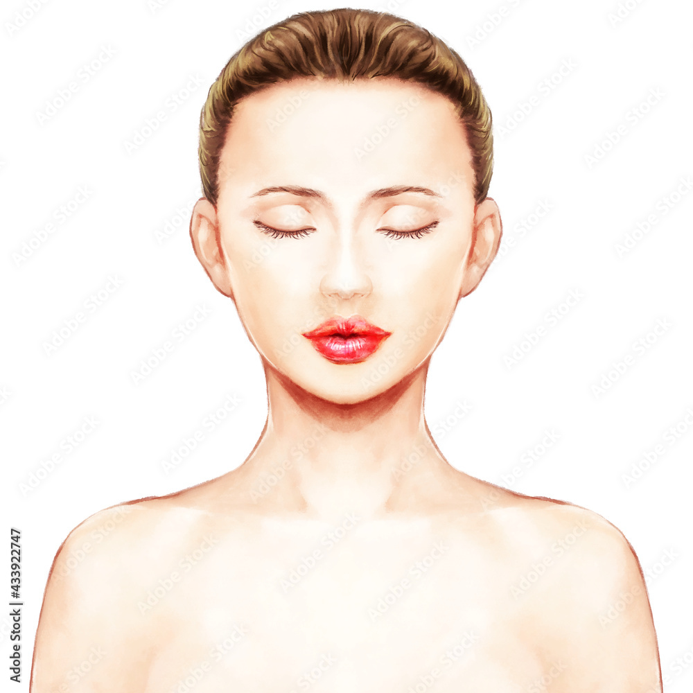 美しい女性の写実的なイラスト 美しい女性の写実的なイラスト