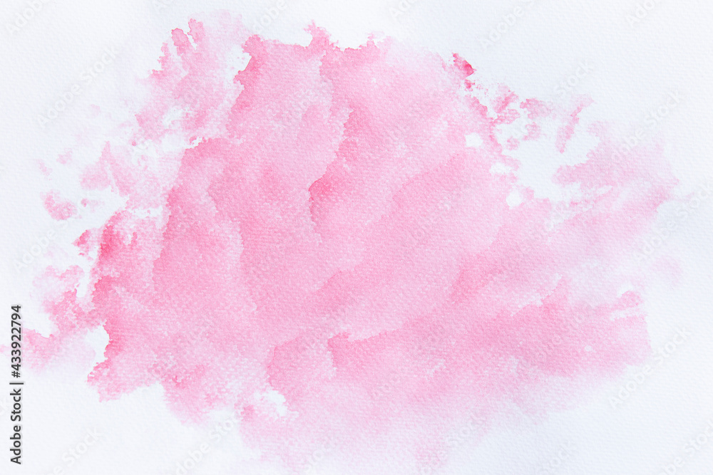 Pink watercolor stains on white paper, abstract background.