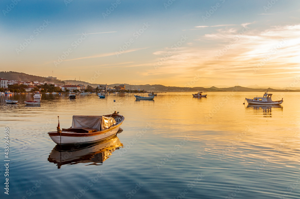 Fishing boat view in Ayvalik Town of Turkey