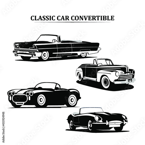Classic car convertible set illustration