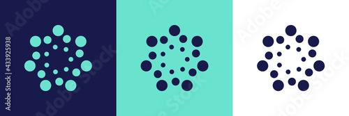 Abstract dotted spiral vectors. Futuristic radial design element for modern logo design.