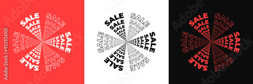 Sale Banner Set. Collection of Typographic Square Banners for Sales, Social Media Post, Digital Ad. Sale Typography Design Elements in Futuristic Modern Streetwear Style.