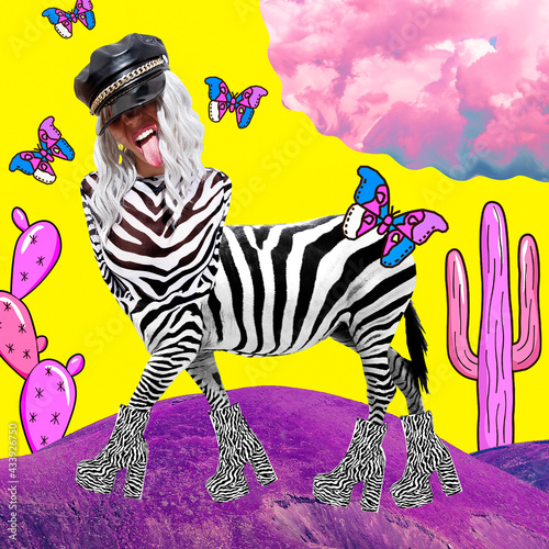 Obraz na plátně Contemporary digital funky minimal collage poster