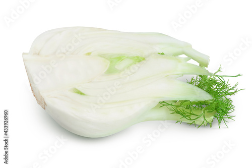 fresh fennel bulb half isolated on white background with clipping path and full depth of field