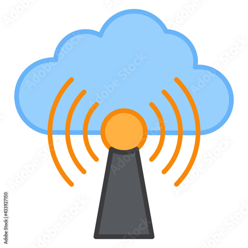 Internet signals with cloud, flat design of cloud hotspot 