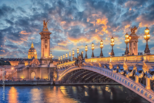 Alexandre III bridge in Paris at sunset © Stockbym