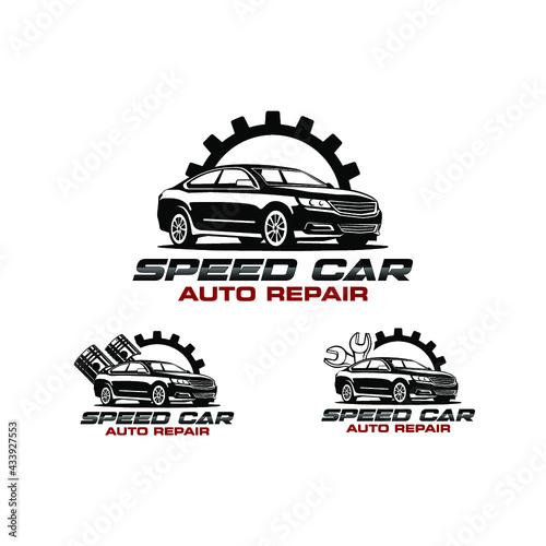 Speed car auto repair logo vector