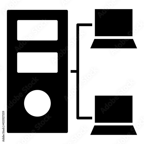 Laptop connections with cpu denoting concept of cpu network 