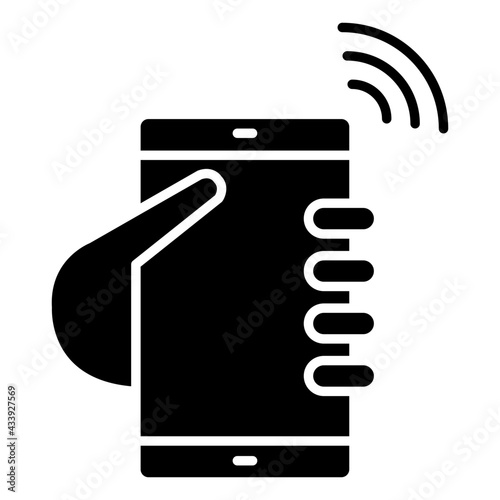 Internet signals with smartphone, mobile wifi icon