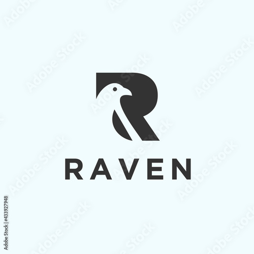 abstract crow logo. raven icon