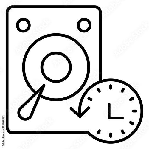 Hard drive with reload clock showcasing data backup icon