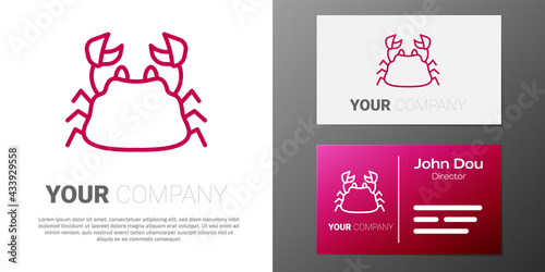 Logotype line Crab icon isolated on white background. Logo design template element. Vector