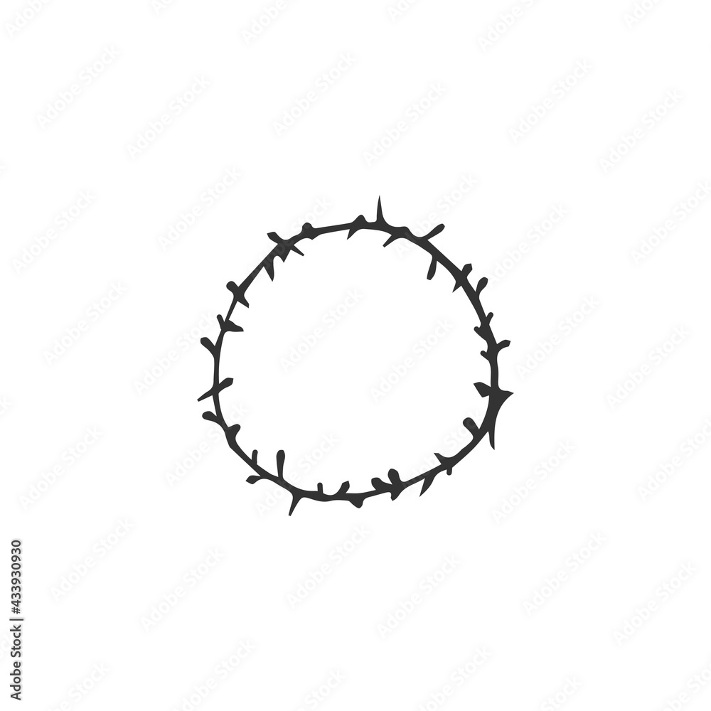 Hand-drawn crown of thorns isolated on white background. Christian symbol of the sacrifice of Jesus Christ. Religion and Christianity. Vector illustration Hand-drawn crown of thorns isolated on white background. Christian symbol of the sacrifice of Jesus Christ. Religion and Christianity. Vector illustration