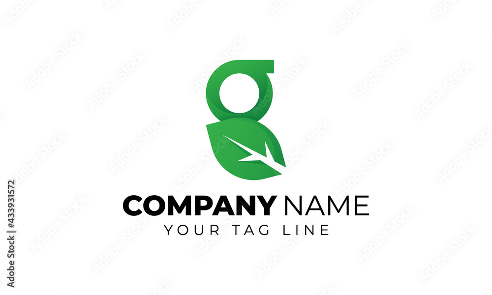 Green Abstract G Shaped tree Leaf logo Green Abstract G Shaped tree Leaf logo