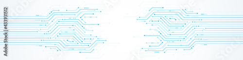 Abstract Technology Background, digital arrow speed up and blue circuit board pattern, microchip, power line, blank space