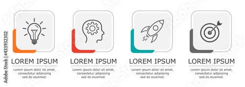 Business infographic Vector with 4 steps. Used for presentation,information,education,marketing,process, project,strategy,learn,brainstorm,creative,growth,abstract,stairs,idea,text,sign,chart,work.