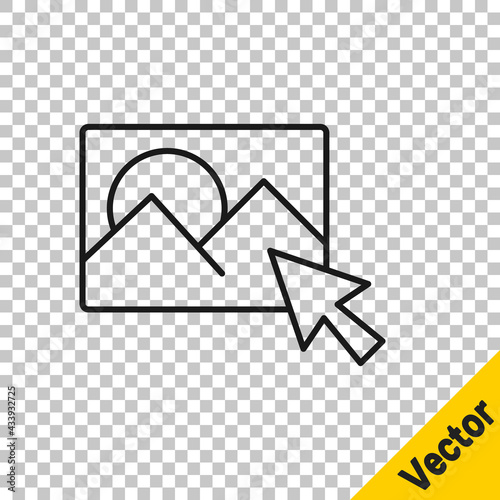 Black line Photo retouching icon isolated on transparent background. Photographer, photography, retouch icon. Vector