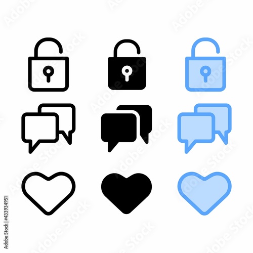 unlock icon with three style for website and user interface