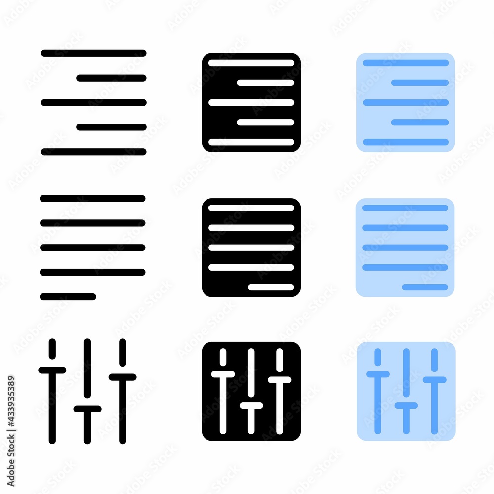right align icon with three style for website and user interface