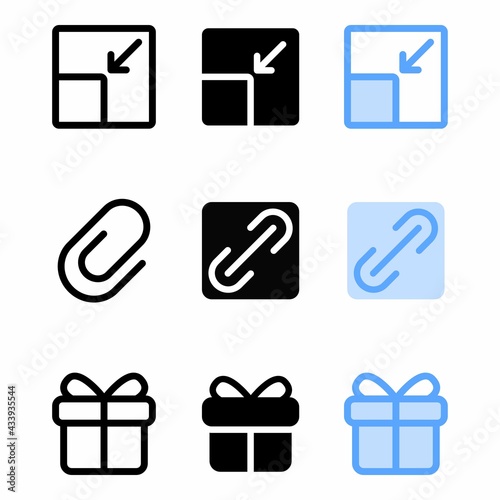 expand icon with three style for website and user interface