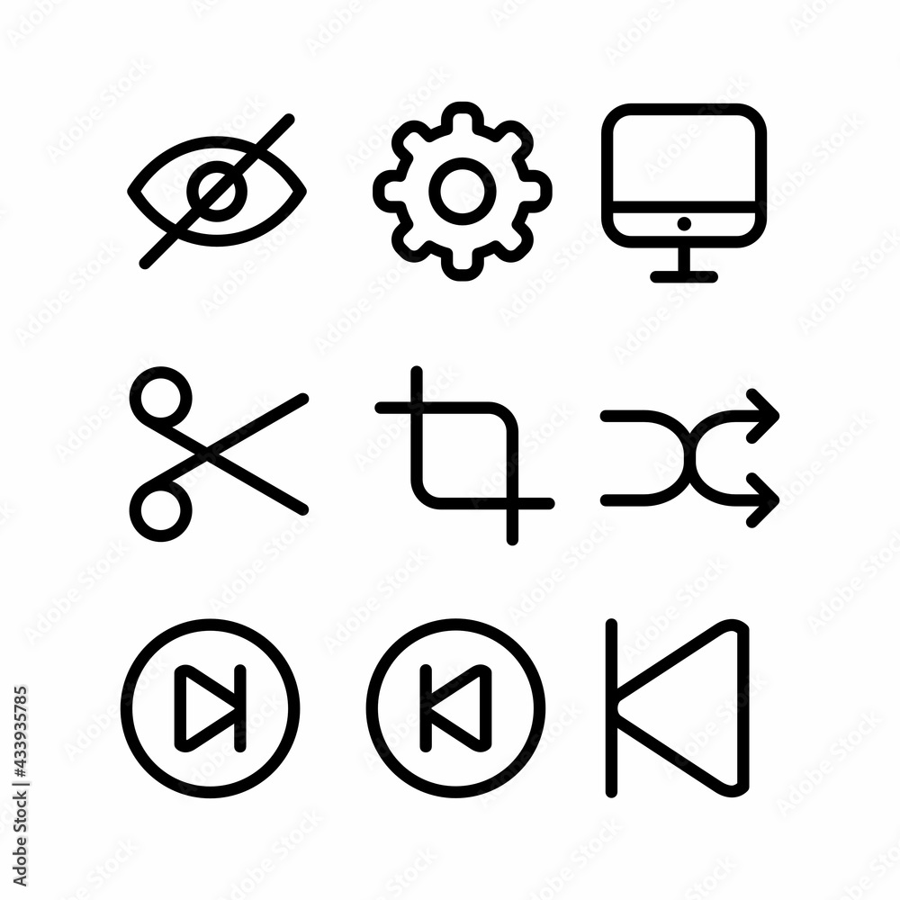 essentials icon set with outline style for presentation essentials icon set with outline style for presentation