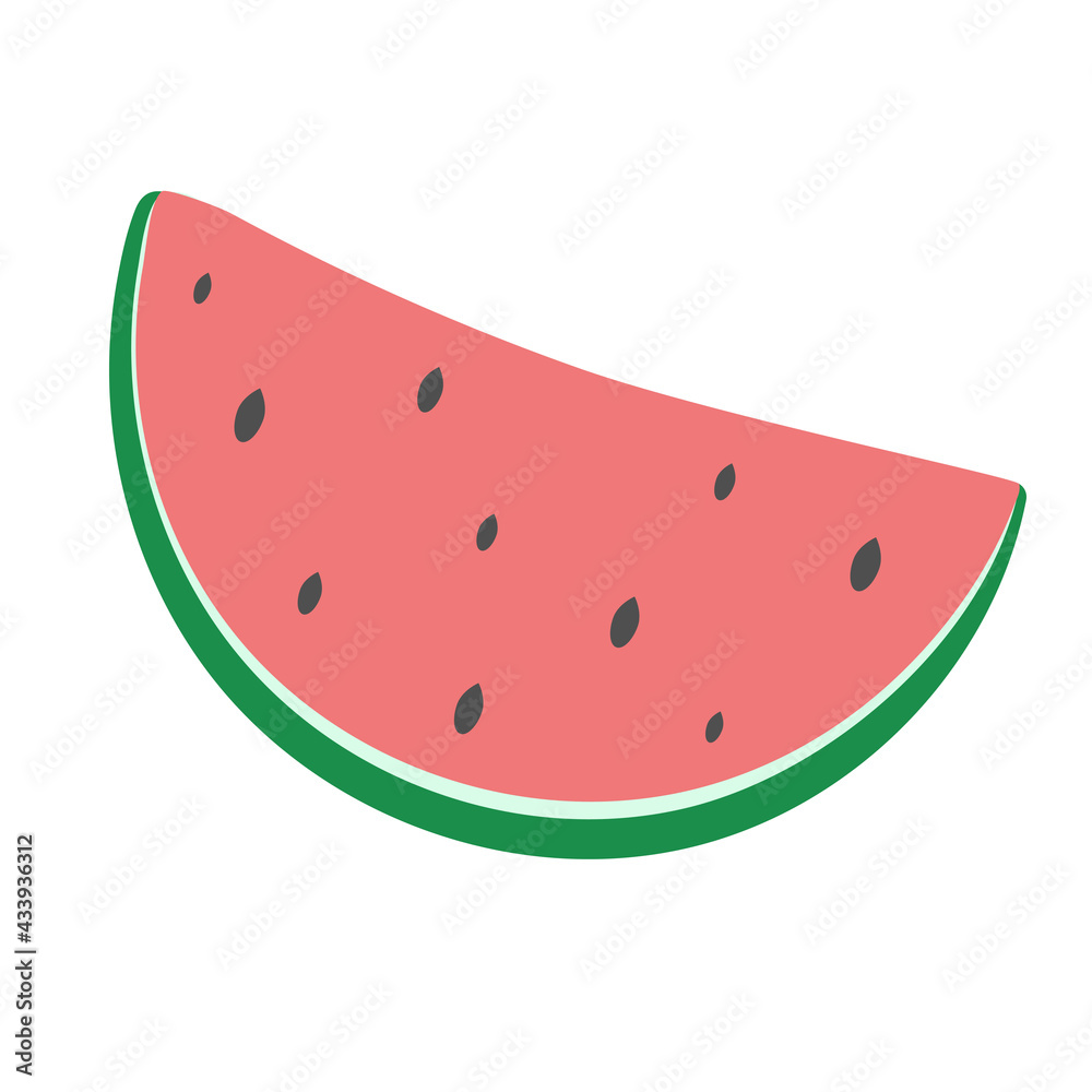 Slice of watermelon on a white background. Illustration. Slice of watermelon on a white background. Illustration.