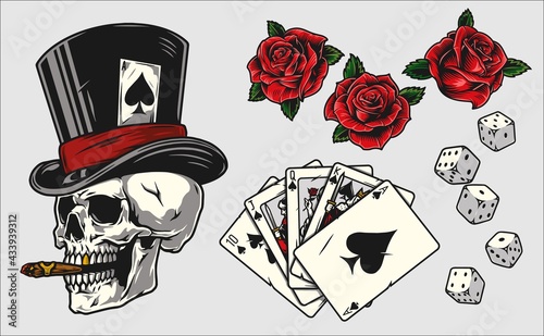 Gambling vintage colorful elements concept