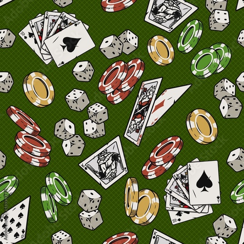 Gambling vintage colorful seamless pattern