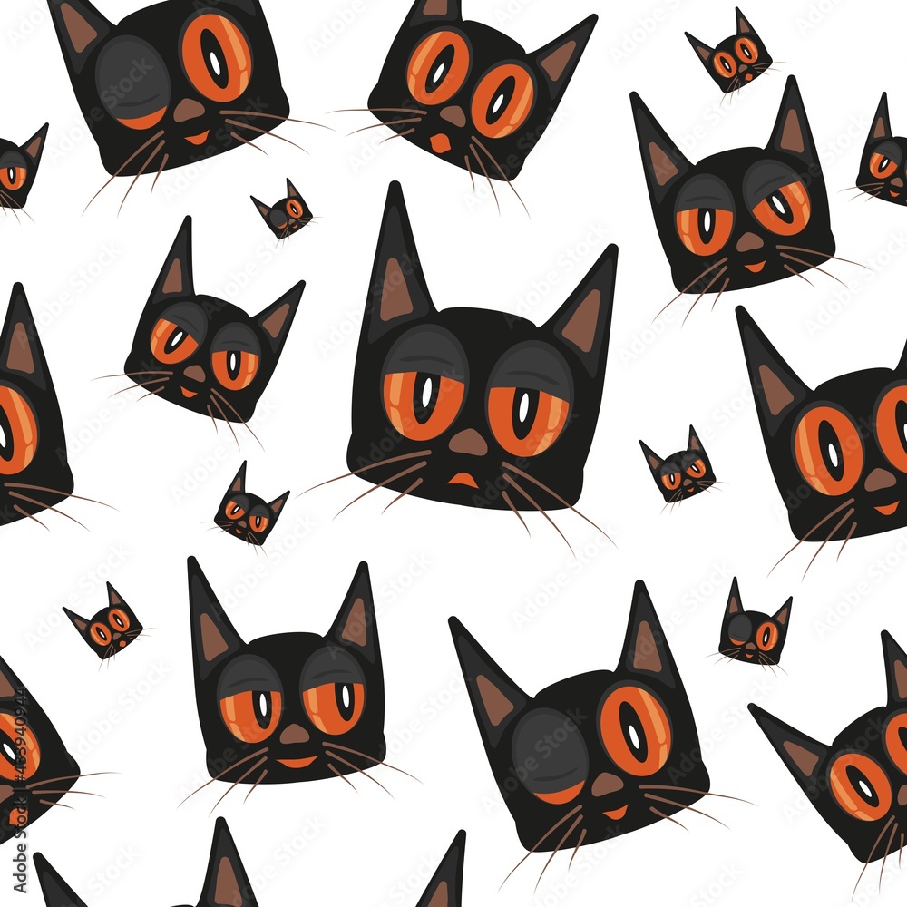 Cat pattern. Cat emotions set. Joy, sadness, surprise, wink. Sticker design, t-shirt print, bed linen. Vector illustration of emotions. Nice cat. Cat pattern. Cat emotions set. Joy, sadness, surprise, wink. Sticker design, t-shirt print, bed linen. Vector illustration of emotions. Nice cat.