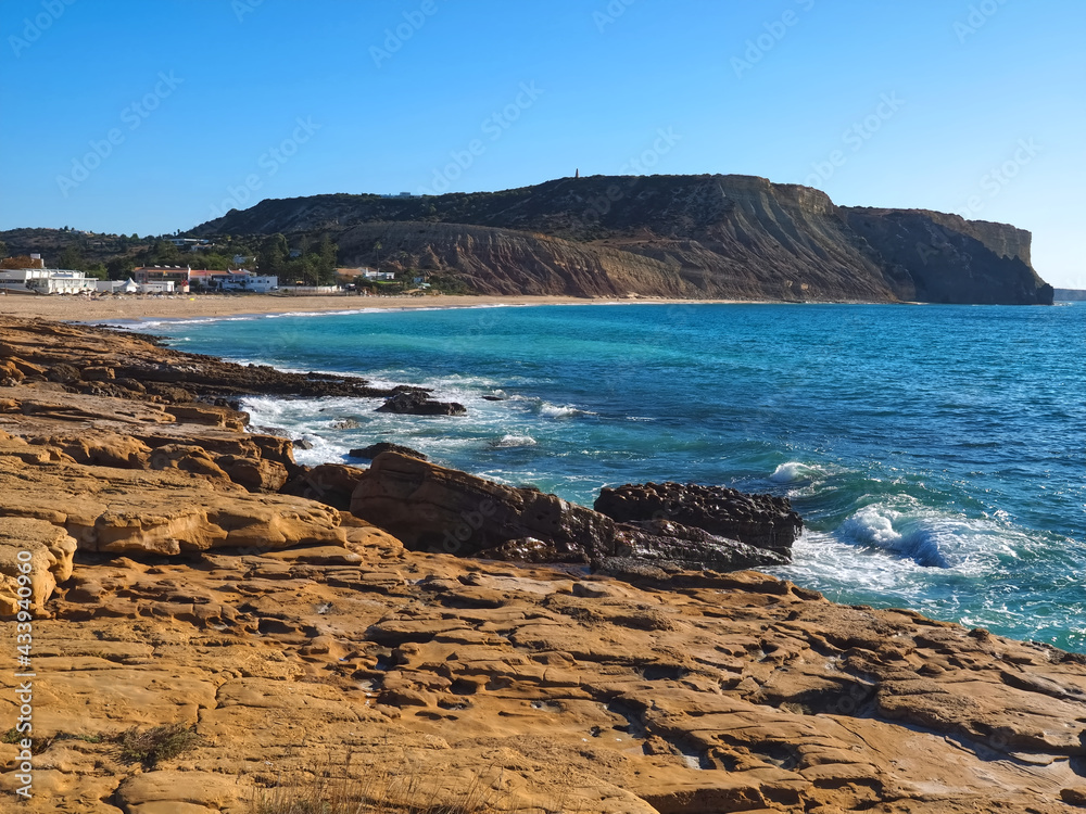 Obraz premium Beautiful Praia da Luz near Lagos at the Algarve coast of Portugal