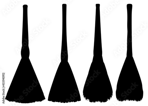 Brooms are large in the set. Vector image.